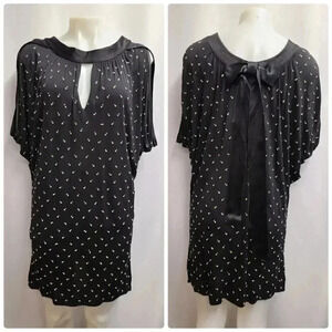 Marc Jacobs Black Satin Crystal Pearl Rhinestone Embellished Back Bow Dress 10